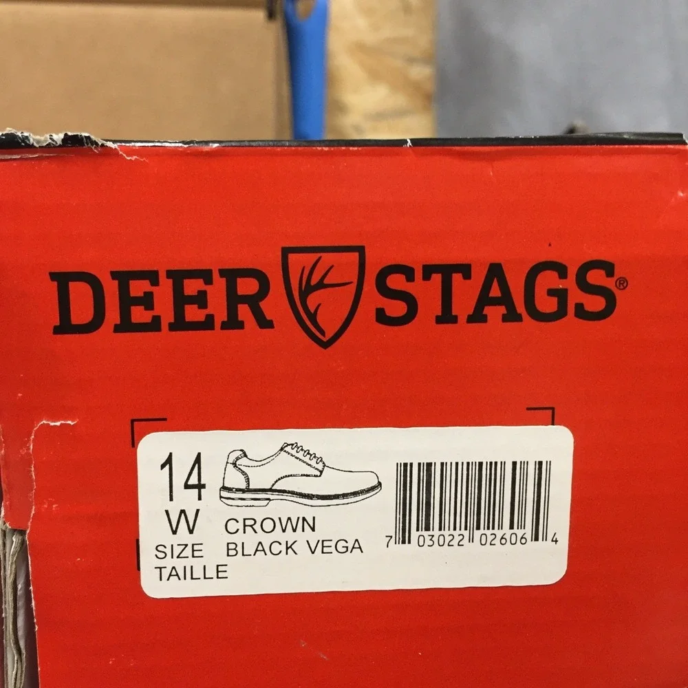 Deer‎ Stags Mens Crown Black Vega Oxford Dress Shoes Slip Resistant Size 14W